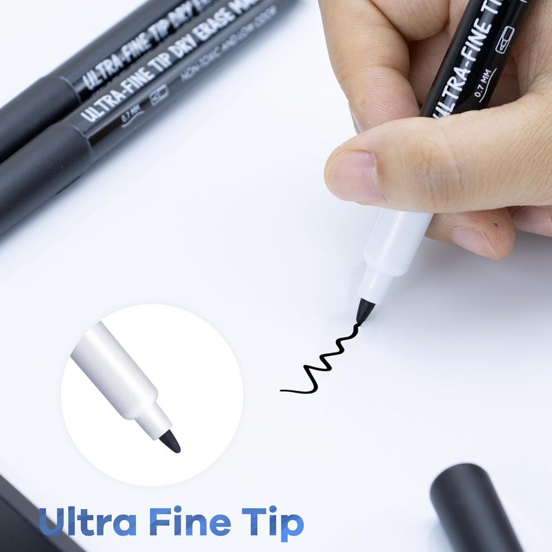 maxtek Black Dry Erase Markers Ultra Fine Tip, 0.7mm, Low Odor, Extra Fine Point Dry Erase Markers for Planning Whiteboard, Calendar Boards, Whiteboard Markers for School Supplies (6 Count) - Image 2